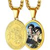 FaithHeart Collana da Uomo Unisex Medaglia Arcangelo Collana San Michele Guardiano Foto Incisione Nome Personalizzabile Acciaio Inossidabile/Oro/Nero Gioielli Religiosi con Confezione Regalo