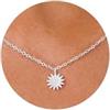 PRTGL Collana da Donna in Argento Placcata in Oro Bianco 14 ct con Ciondolo Girasole - Design Delicato e Femminile