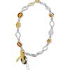 AMBEDORA Bracciale Da Donna In Argento Sterling Con Ape E Ambra, Argento Sterling Lucidato E Dorato, Ambra Color Cognac