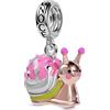 GNOCE Ciondolo Ciondolo Lumaca Mignolo Argento Sterling 18k Placcato Oro Rosa Ciondola Charm Fit Bracciale/Collana Regalo Per Le Donne Ragazze Figlia
