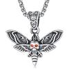 KINGWHYTE Collana con ciondolo a forma di falena, farfalla, gufo, in argento Sterling 925, con teschio, testa di morte, falena, farfalla, gufo, collana gotica, gioielli con animali, regalo per donne e