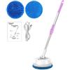 Generic Scopa rotante elettrica rotonda - Macchina per la pulizia del pavimento senza fili 1200 mAh | Ruotabile a 180° - Spazzola per la pulizia senza fili - Spazzola elettrica per vetro - Spazzola per