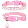 HimyBB Collari per gatti con strass, collare per gatti con campana Bling Collari per animali domestici con morbido velluto rosa XS