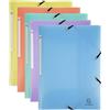 Exacompta - Cod.55170E - Conf. da 5 Cartelle 3 lembi con elastici Chromaline Pastel - Polipropilene traslucido - F.to 24x32cm per A4 - Col. ass. : blu pastello, corallo, giallo, malva, verde pastello