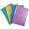 Exacompta - Cod. 55190E - Conf. da 4 Cartelle 3 lembi con elastici angolari Forever® Young - Polipropilene riciclato - F.to esterno 24x32cm per A4 - Colori assortiti : blu, viola, giallo, turchese