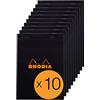 RHODIA 164009Cpack - Bloc-Notes a punto metallico Meeting N°16 Black - A5 - Prestampato Date/Appunti/attività - 80 fogli staccabili - Carta Clairefontaine Bianca 80g/m² - Confezione da 10 blocchi