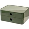 HAN Allison Smart-BOX - Cassettiera con 2 cassetti e divisorio, impilabile, per ufficio, scrivania, cucina, piedini in gomma per mobili, 1120-40, colore: verde lucido