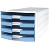 HAN Cassettiera portadocumenti HAN IMPULS 2.0 - Design accattivante abbinato a una qualità eccellente. Con 4 cassetti aperti per DIN A4/C4, bianco-azzurro, 1013-54