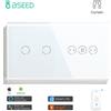BSEED Interruttore Smart Touch Standard UE Bseed 1/2/3 Gang con interruttore per tende Wifi Funziona con il pannello in cristallo Tuya Google Smart Home