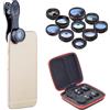 APEXEL 11 in 1 Kit obiettivo fotocamera telefono Obiettivo macro grandangolare Fisheye Filtro CPL ND Caleidoscopio e obiettivo telescopio per smartphone