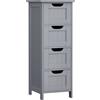 VASAGLE Mobile da Bagno, Armadio Portaoggetti, Mobiletto con 4 Cassetti, 30 x 30 x 82 cm, per Bagno, Soggiorno, Sala da Pranzo, Cucina, Stile Moderno, Grigio Mistico/Grigio/Bianco