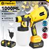 MELLWIN 1000ML Pistola a spruzzo elettrica a batteria con 4 ugelli in rame Strumento portatile per spruzzatore di vernice HVLP per Makita 18VBattery Pin