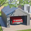 NONE Tettoia per Auto 13x25 FT, Copertura Impermeabile per Esterni con Telaio in Acciaio Zincato, Telo Grigio Resistente ai Raggi UV, Finestra Avvolgibile e Pareti Laterali Rimovibili, 8 Gambe di Supporto