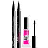 NYX Professional Makeup The Brow Glue Gel Sopracciglia Trasparente 5g + Lift and Snatch Penna Sopracciglia No-Transfer 16h Tonalità Ash Brown + Epic Ink Liner Eyeliner Liquido Colore Nero