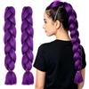 Voxlara 2 Pezzi Capelli Trecce Braids Extension Per Treccine Africane, Extension Trecce Viola Braids, Jumbo Treccia Capelli, Treccine Extension Capelli per Trecce Elaborate, Chignon, 60cm, Viola Scuro