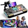 Ruioomeep DJ Pult per bambini, mixer DJ mixer, controller portatile DJ con microfono regolabile e effetti luminosi dinamici, regalo per principianti DJ ragazzi ragazze 3-12 anni