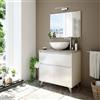 Dmora - Mobile sottolavabo Berkeley, Mobiletto per bagno a 2 ante e 1 cassetto, Armadietto da terra, lavabo non incluso, 78,5x46h80 cm, Bianco lucido e Olmo