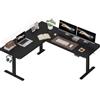 JUMMICO Scrivania angolare regolabile in altezza con 3 altezze di memoria e gestione dei cavi, 160 x 140 cm, scrivania ergonomica per ufficio e giochi, nero