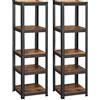 SONGMICS Set di 2 Scaffalature, 37 x 37 x 150 cm, Max Carico di 400 kg (80 kg per Ogni Ripiano), Scaffale Industriale, Ripiani Regolabili, per Soggiorno, Cucina, Marrone Vintage e Nero GLR037B02