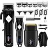 Minicee Tagliacapelli e regolabarba da uomo - Set professionale di tagliacapelli a batteria, nero