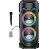 Minicee Altoparlante Bluetooth per karaoke - Altoparlante portatile con gioco di luci LED e modalità Eco