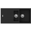 Apell PTPL1002GB Lavello 100X50 cm 2 Vasche Rettangolare con Gocciolatoio Granito Nero