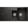 Blanco Zia 6 S Lavello 100x50 cm 2 ciotole Rettangolare con gocciolatoio Silgranit Nero