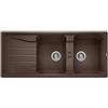 Blanco SONA 8 S Lavello 116x50 cm 2 ciotole Rettangolare con gocciolatoio Silgranit Marrone