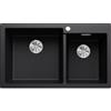 Blanco PLEON 9 Vasca Grande Sx Nero + Set Stainless Steel Lavello 86 cm 2 ciotole Quadrato Silgranit Nero