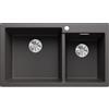 Blanco PLEON 9 Vasca Grande Sx Grigio Roccia + Set Stainless Steel Lavello 86 cm 2 ciotole Quadrato Silgranit Grigio
