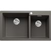 Blanco PLEON 9 Vasca Grande Sx Grigio Vulcano + Set Stainless Steel Lavello 86 cm 2 ciotole Quadrato Silgranit Grigio