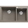 Blanco PLEON 9 Vasca Grande Sx Tartufo + Set Stainless Steel Lavello 86 cm 2 ciotole Quadrato Silgranit Marrone
