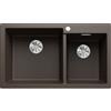 Blanco PLEON 9 Vasca Grande Sx Caff + Set Stainless Steel Lavello 86 cm 2 ciotole Quadrato Silgranit Marrone
