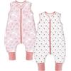 Teechodina Sacco nanna con piedi, 1,5 Tog, 100% cotone, per bambini, tutto l'anno, con gambe, per ragazzi e ragazze