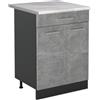 Vicco Mobiletto base cucina R-Line, Calcestruzzo/Antracite 60 cm | 2 Ante · Piano di lavoro incl. · Piedini regolabili in altezza · 1 Ripiano · ✓ Liberamente combinabile