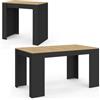 IDMarket - Consolle allungabile a 6 posti ORLANDO, 140 cm, legno nero e impiallacciato faggio