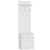 BDW - Mobile da ingresso Appendiabiti con Scarpiere, Cassetto, Vano Portaoggetti e Pannello a Muro con Ripiano, 180x50x35cm, Colore: bianco