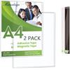 Mutualsign Set di 2, Supporto per Cartelli da Parete A4 Supporto Magnetico per Cartelli, Protezioni per Stampe Rigide con Nastri Adesivi e Magnetici, Supporto da Parete in Plastica per Carta per Ufficio, Negozio