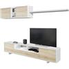 Dmora Parete attrezzata da Soggiorno, Mobile Porta TV Moderno, Pensile a 2 Ante e mensola, cm 200 x 46 x 41, Colore Rovere e Bianco, 200x46x41