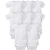 Gerber unisex per bambini, confezione da 8 tutine a maniche corte e set di magliette per bambini, bianco tinta unita, 12 mesi