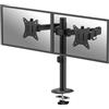 Fellowes Braccio Monitor Doppio Everyday - Supporta 2 schermi 17"-32" (2-9 kg ciascuno), regolabile in altezza, inclinazione e rotazione, VESA 75/100, a morsetto o foro passante - Nero