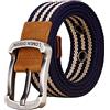 LOVIVER Cintura in tela Cintura in tessuto intrecciato Cintura con fibbia ad ardiglione Ampia cintura da allenamento casual Cinturino alla moda per pantaloni