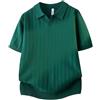 Generic Polo da uomo a righe con scollo a V, maniche corte, traspirante, in maglia, vestibilità aderente, per vacanze estive e resort, maglietta casual