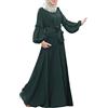 Generisch Abiti musulmani da donna tinta unita abbigliamento da preghiera Dubai Abaya Jilbab Vintage corpo intero lungo mubarak caftano elegante volant islamico abito da preghiera con cintura per Ramadan