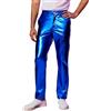 YOSUWOAI Pantaloni da notte da uomo, skinny, lucidi, metallici, da discoteca, per feste e feste, per carnevale, feste a tema, stile casual, O blu., XL