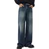 Generisch Jeans da uomo Baggy Jeans casual, vestibilità comoda, pantaloni in denim con gamba larga, Y2k, vintage, streetwear, pantaloni sportivi oversize, vestibilità casual, jeans lavati