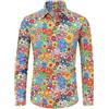 YOSUWOAI Camicia da festa da uomo hippie Flower camicie anni '60, per carnevale, carnevale, slim fit, a maniche lunghe, per feste a tema, stile retrò