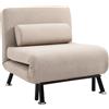 HOMCOM Poltrona salvaspazio Letto Singolo con Materasso e Cuscino Imbottito, Telaio in Metallo e Schienale Regolabile 108-180°, Beige | Aosom Italy