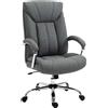 Vinsetto Sedia da Ufficio Imbottita e Girevole in Tessuto Traspirante, 65x78x110-120cm, Grigio