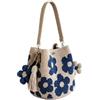 BRTNUP Borse fatte a mano all'uncinetto da donna, spaziosa borsa a secchiello con fiori 3D e ciondolo floreale con nappa, eleva il tuo stile boho. Borsa tote in tessuto all'uncinetto per vacanze estive al